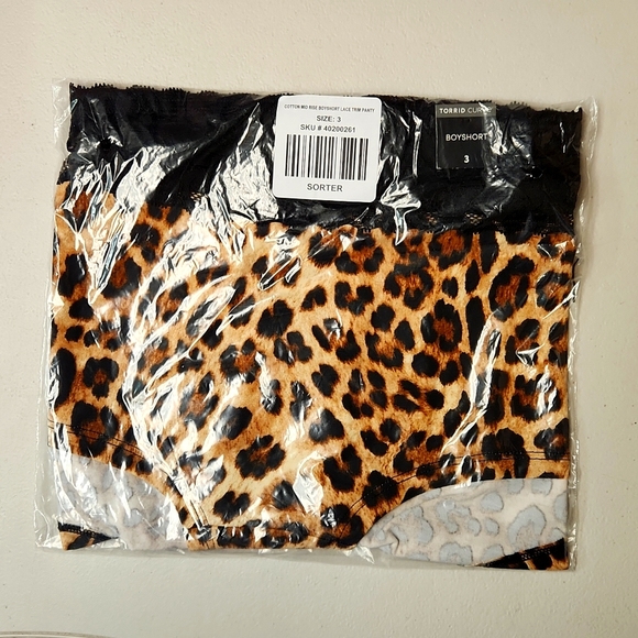♥️NWT VINTAGE TORRID LEOPARD ANIMAL PRINT PANTY BOYSHORT - LACE TRIM - PLUS SIZE - Picture 3 of 11